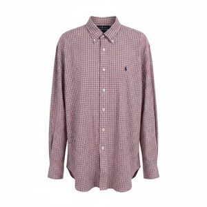 Ralph Lauren Men's XXL Gingham Check Long Sleeve Button Down Shirt Red Blue